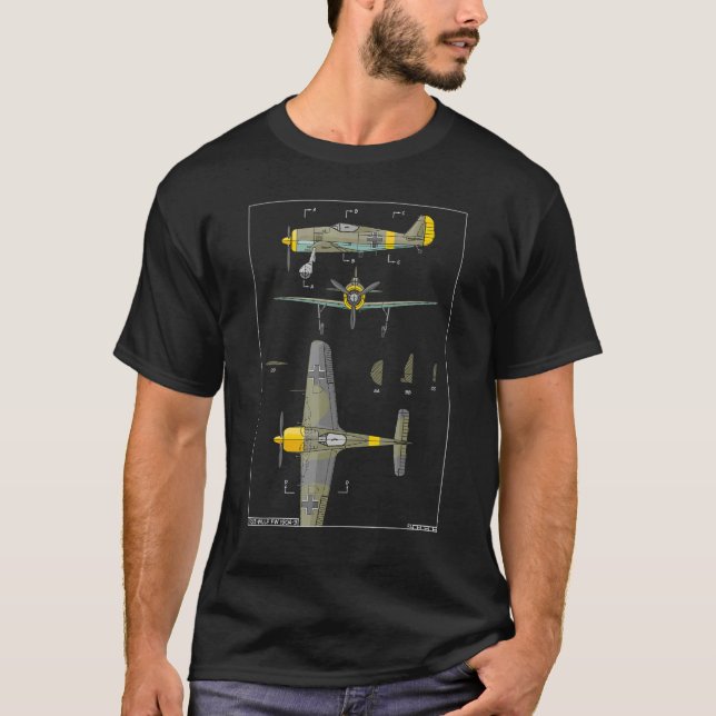 Focke Wulf Fw 190 German WW2 Plane Diagram T-Shirt (Front)