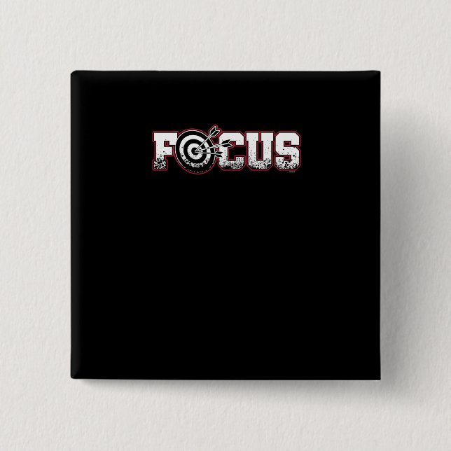 Focus Archery Archer Bullseye Bow And Arrow 2 Inch Square Button (Front)