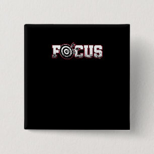 Focus Archery Archer Bullseye Bow And Arrow 2 Inch Square Button