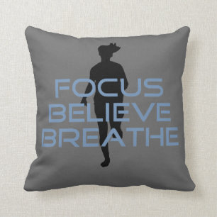 Focus Believe Breathe Blue T-shirts Throw Pillow