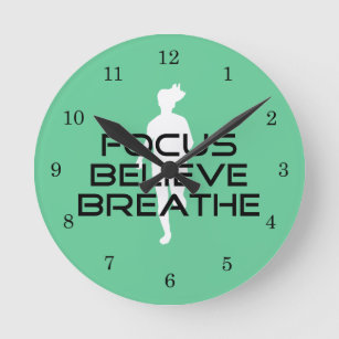 Focus Believe Breathe Sports Running Round Clock