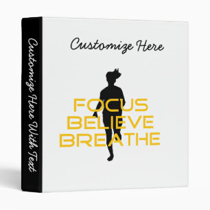 Focus Believe Breathe Yellow Running Fitness Binder