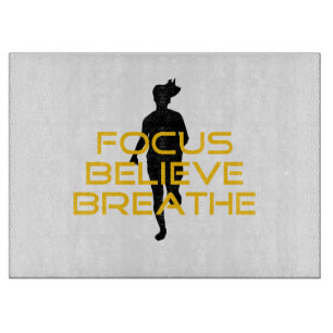 Focus Believe Breathe Yellow Running Fitness Cutting Board