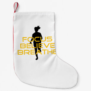 Focus Believe Breathe Yellow Running Fitness Small Christmas Stocking