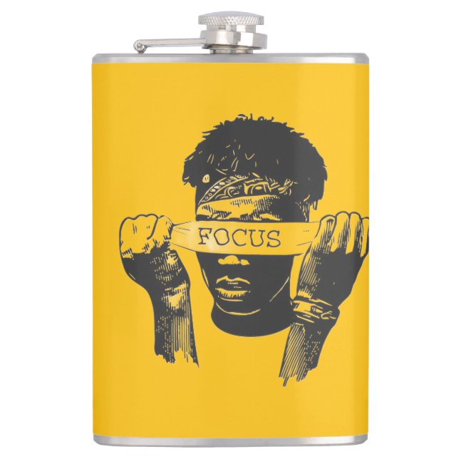 Focus Blindfold Motivational Street Art Illustrati Hip Flask (Front)