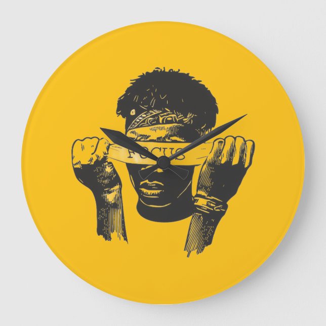 Focus Blindfold Motivational Street Art Illustrati Large Clock (Front)