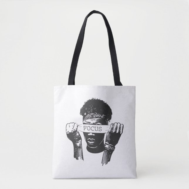 Focus Blindfold Motivational Street Art Illustrati Tote Bag (Front)