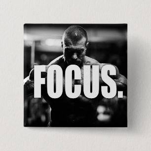 FOCUS - "Body building" Motivational 2 Inch Square Button