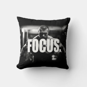 FOCUS - "Body building" Motivational Throw Pillow