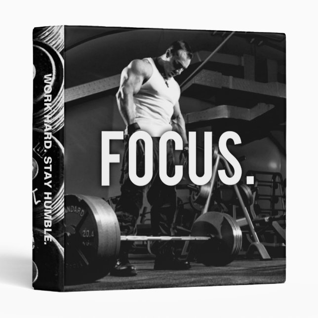 FOCUS - "Body building" Workout Motivational Binder (Front/Spine)