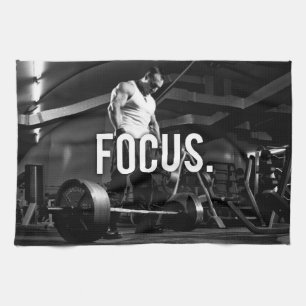 FOCUS - "Body building" Workout Motivational Kitchen Towel