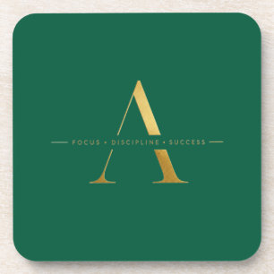 Focus Discipline Success Minimalist Gold Design Coaster