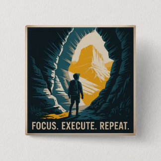 Focus. Execute. Repeat. 2 Inch Square Button