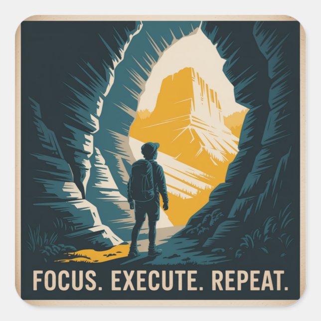 Focus. Execute. Repeat. Square Sticker (Front)