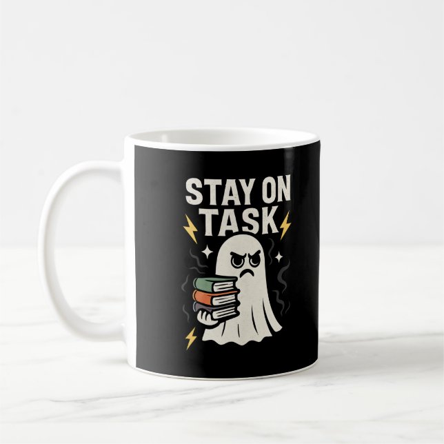 Focus Ghost – Halloween Back to School Design" Coffee Mug (Left)