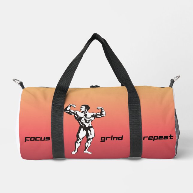 Focus Grind Repeat  | Motivational Fitness  Duffle Bag (Front)