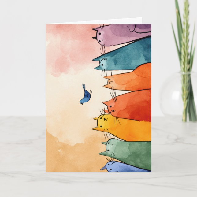 Focus Mode Cats – Funny Cat Quote Art Card (Front)