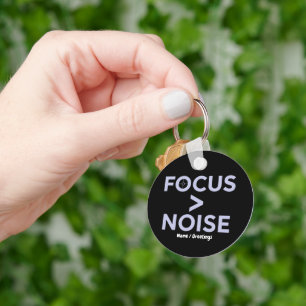 FOCUS > NOISE Motivational Modern Typography  Keychain