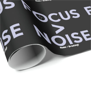 FOCUS > NOISE Motivational Modern Typography  Wrapping Paper