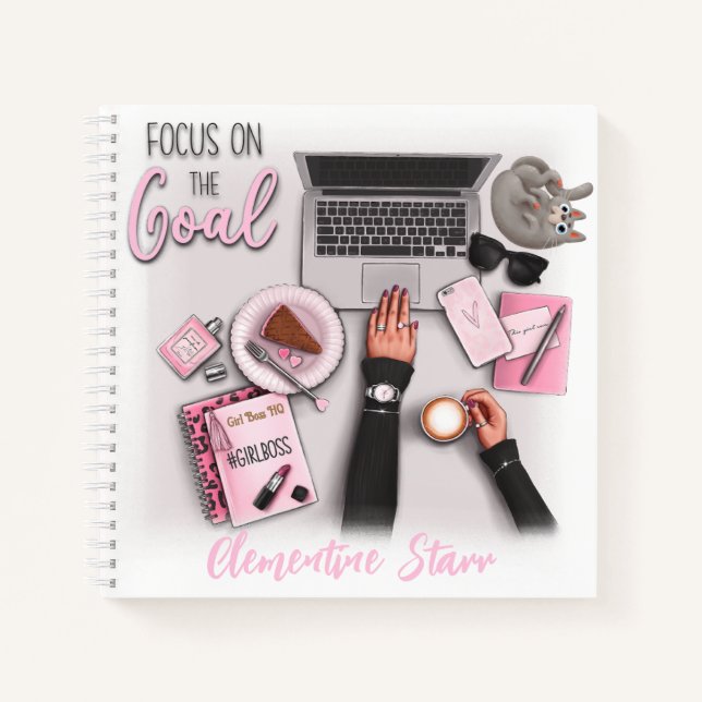 "Focus On Goal" Girl Boss HQ Planner Carnet (Devant)