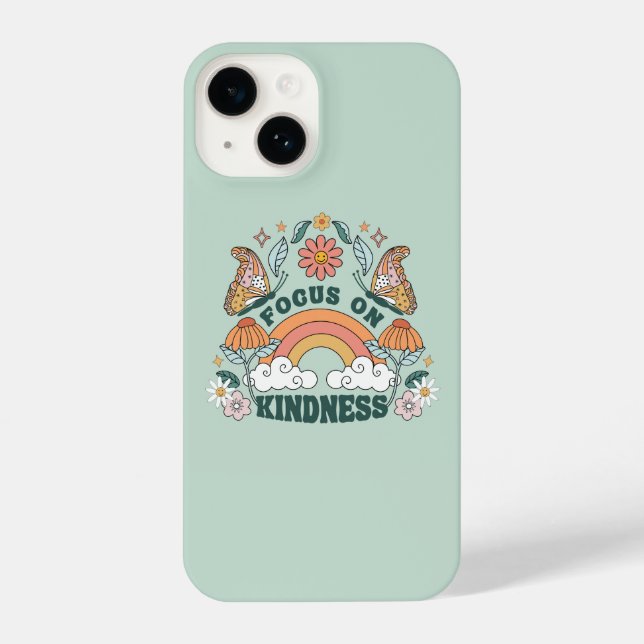 Focus on Kindness Groovy Graphic iPhone Case (Back)