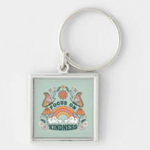 Focus on Kindness Groovy Graphic Keychain