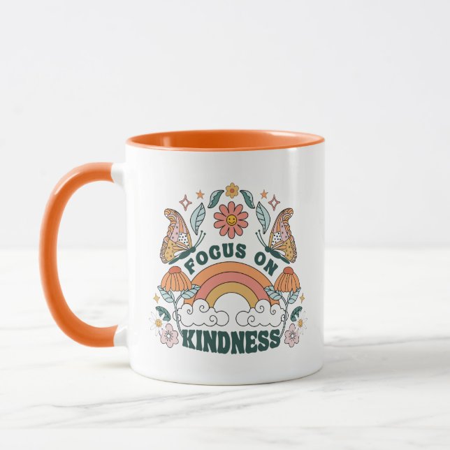 Focus on Kindness Groovy Graphic Mug (Left)