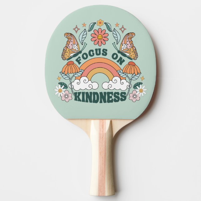 Focus on Kindness Groovy Graphic Ping Pong Paddle (Front)