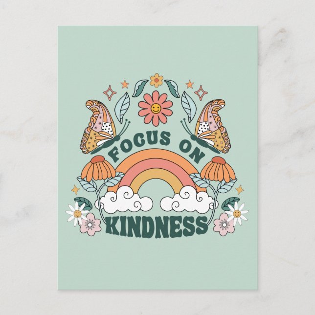 Focus on Kindness Groovy Graphic Postcard (Front)