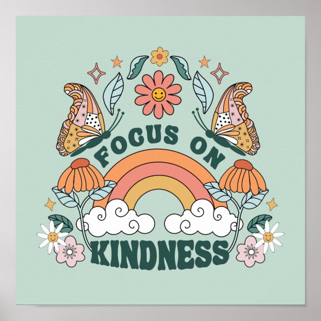 Focus on Kindness Groovy Graphic Poster (Front)