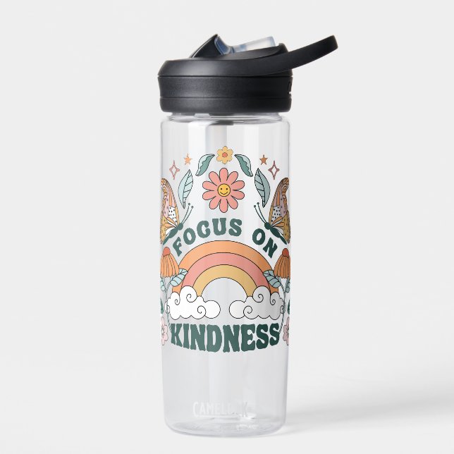 Focus on Kindness Groovy Graphic Water Bottle (Left)