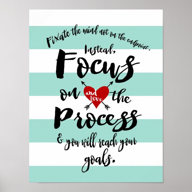 Focus on the Process Goal Inspiration Green Stripe Poster (Front)