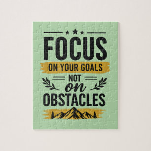 ​Focus On Your Goals Sage Green Motivational  Jigsaw Puzzle
