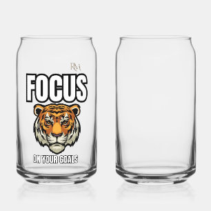 Focus on Your Goals Tiger Shirt   Motivational  Can Glass