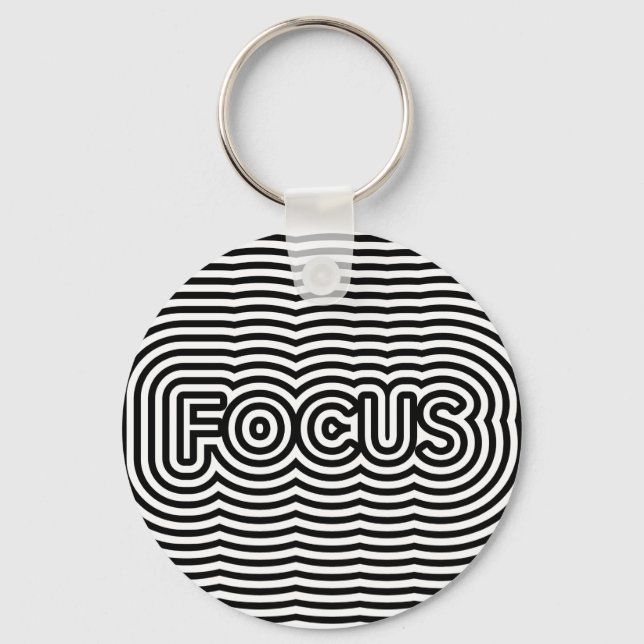 Focus optical illusion op art white lines keychain (Front)