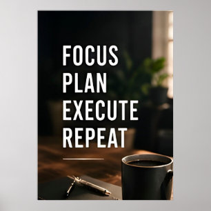 🎯 Focus Plan Execute Repeat Success Mindset 🚀 Poster