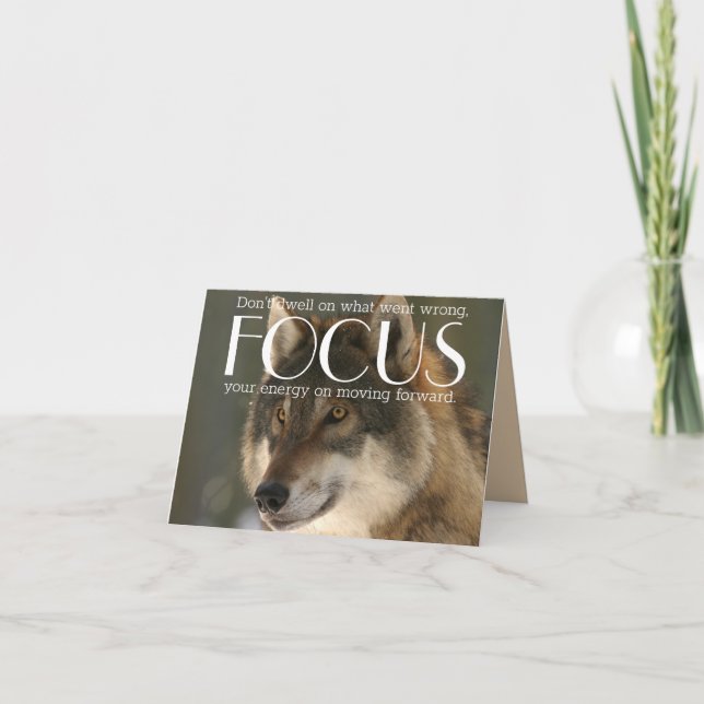 Focus Quote on Wolf Image Encouragement Note Card (Front)