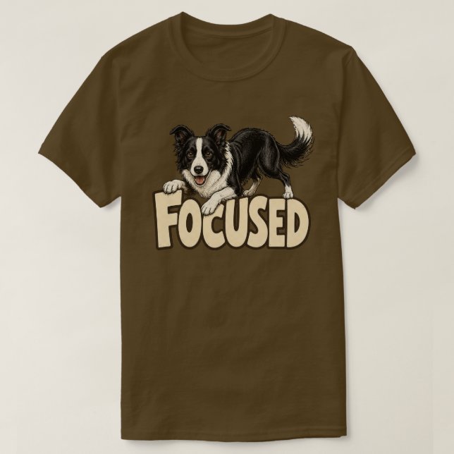 Focused Border Collie Dog Lover Gift Design T-Shirt (Design Front)