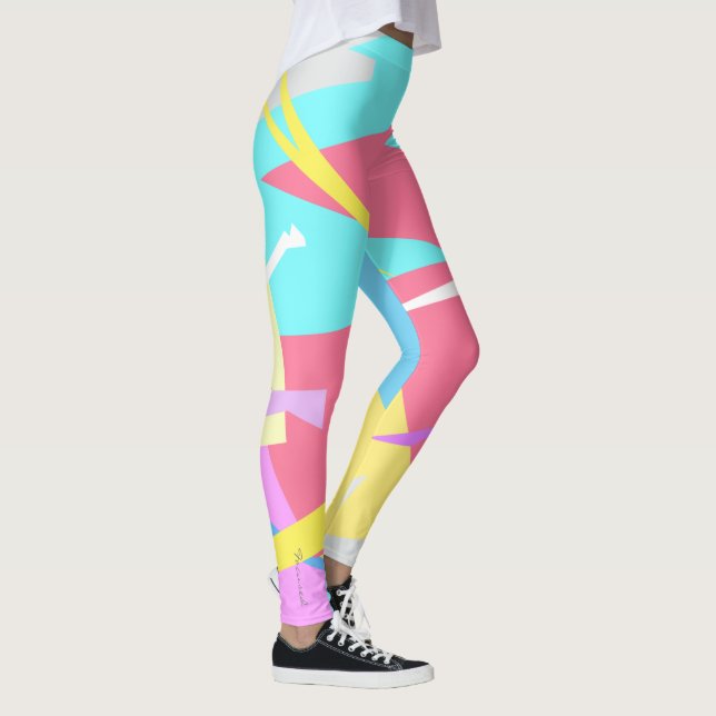 Focused Colourful Blocks Abstract Leggings (Right)
