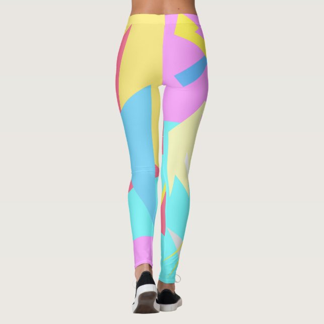 Focused Colourful Blocks Abstract Leggings (Back)