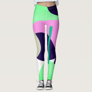 Focused Pastel Turquoise Abstract Art Leggings