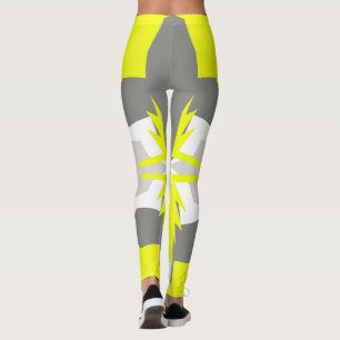 Focused Pastel Yellow Grey Abstract Art Leggings