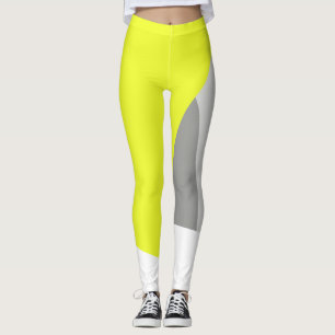 Focused Pastel Yellow Grey Abstract Art Leggings