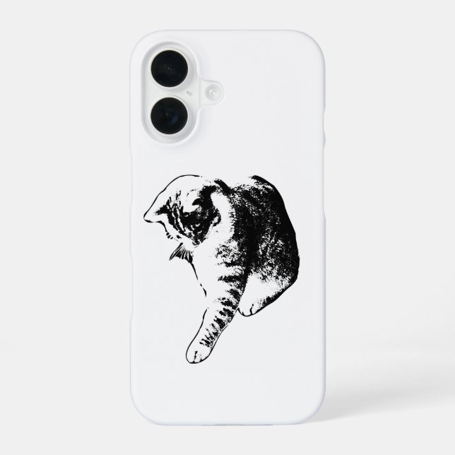 Focused Paw, Sharp Mood iPhone 16 Case (Back)