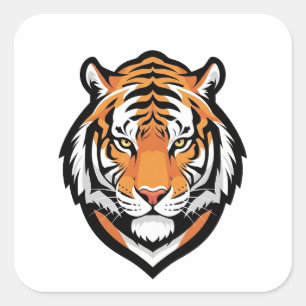 Focused Tiger Illustration Square Sticker