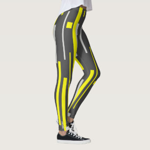 Focused Yellow Blocks Abstract Art Leggings