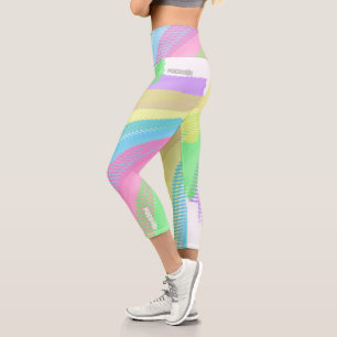Focused Yellow Blue Red Abstract Art Pastel Capri Leggings