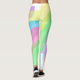 Focused Yellow Blue Red Abstract Art Pastel Theme Leggings
