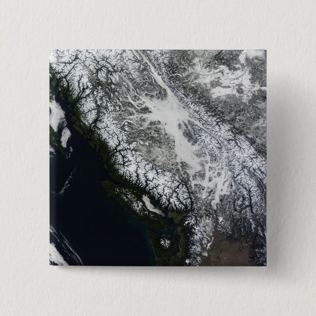 Fog and snow in British Columbia 2 Inch Square Button (Front)