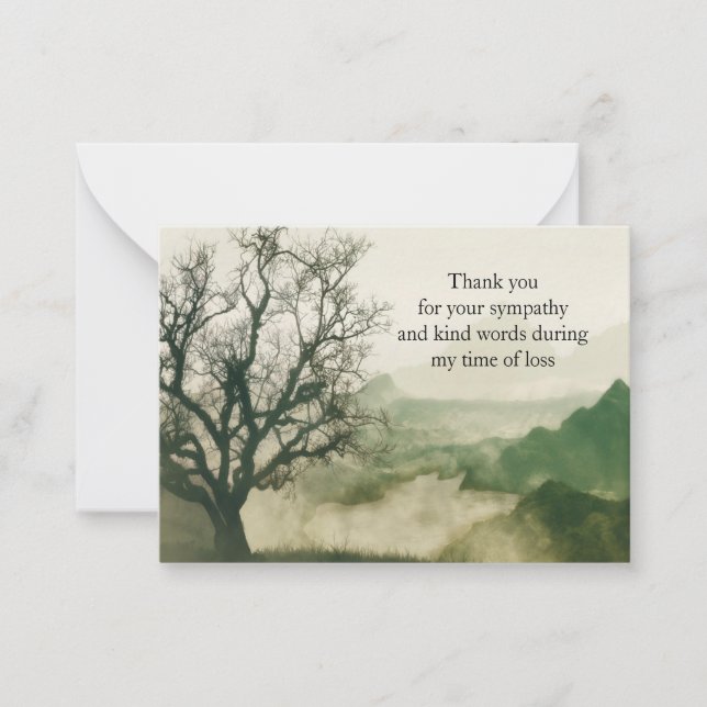 Fog And Tree On The Mountain Thank You Card (Front)